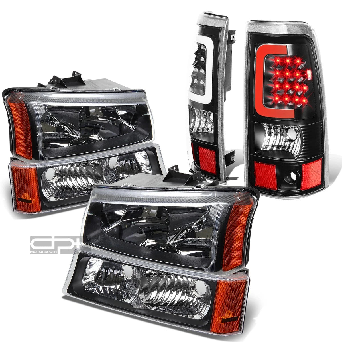 Headlight and Tail Light Set for Silverado (2003–2007) - Black Crystal, 3D LED Bar