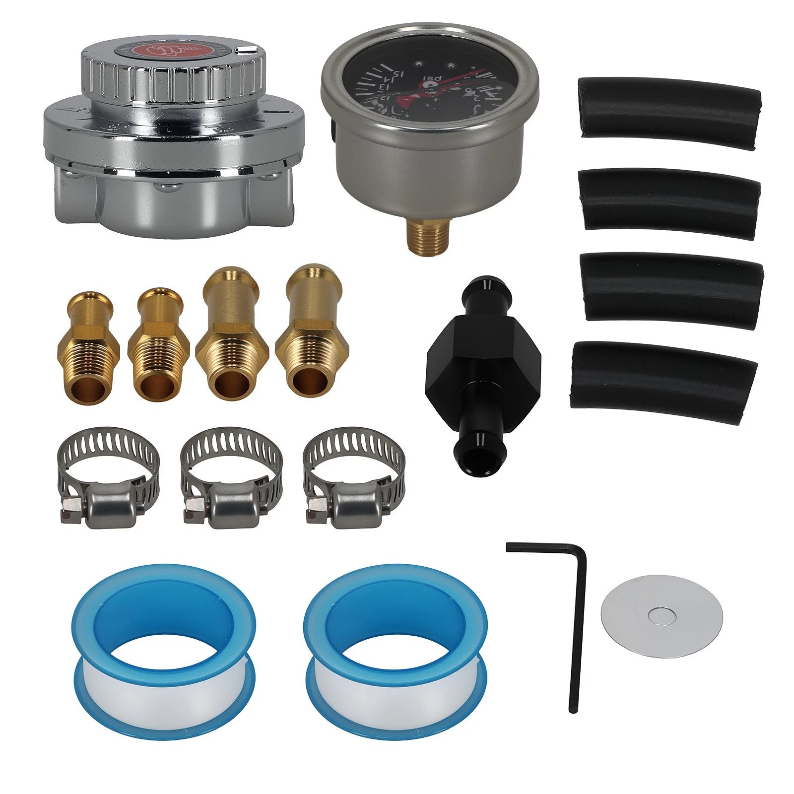 Fuel Pressure Regulator Kit with Gauge for Carburetor Engines (1-5 psi)