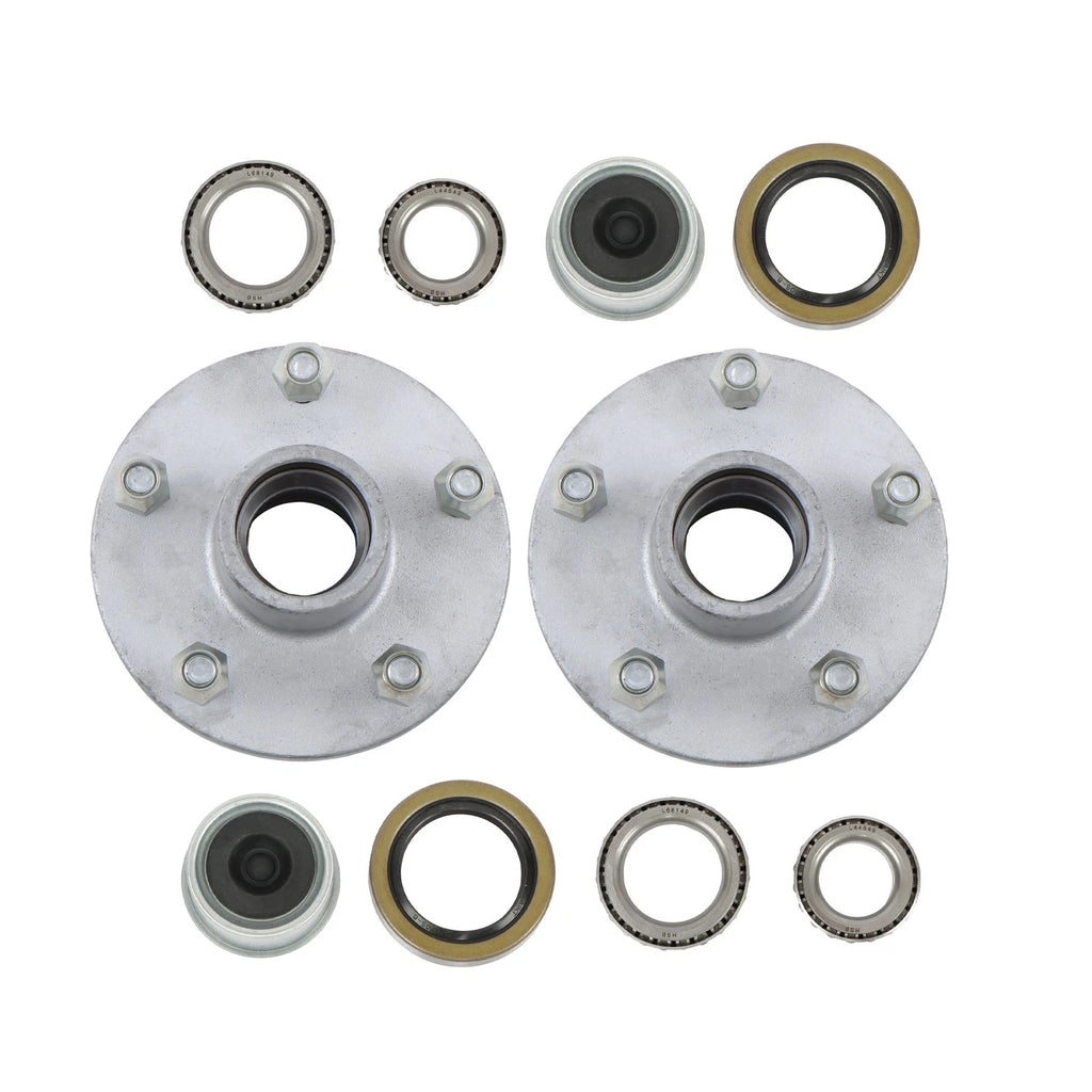 Set of 2 Galvanized Trailer Hub Kits for 3500 lbs Axle (5 on 5)