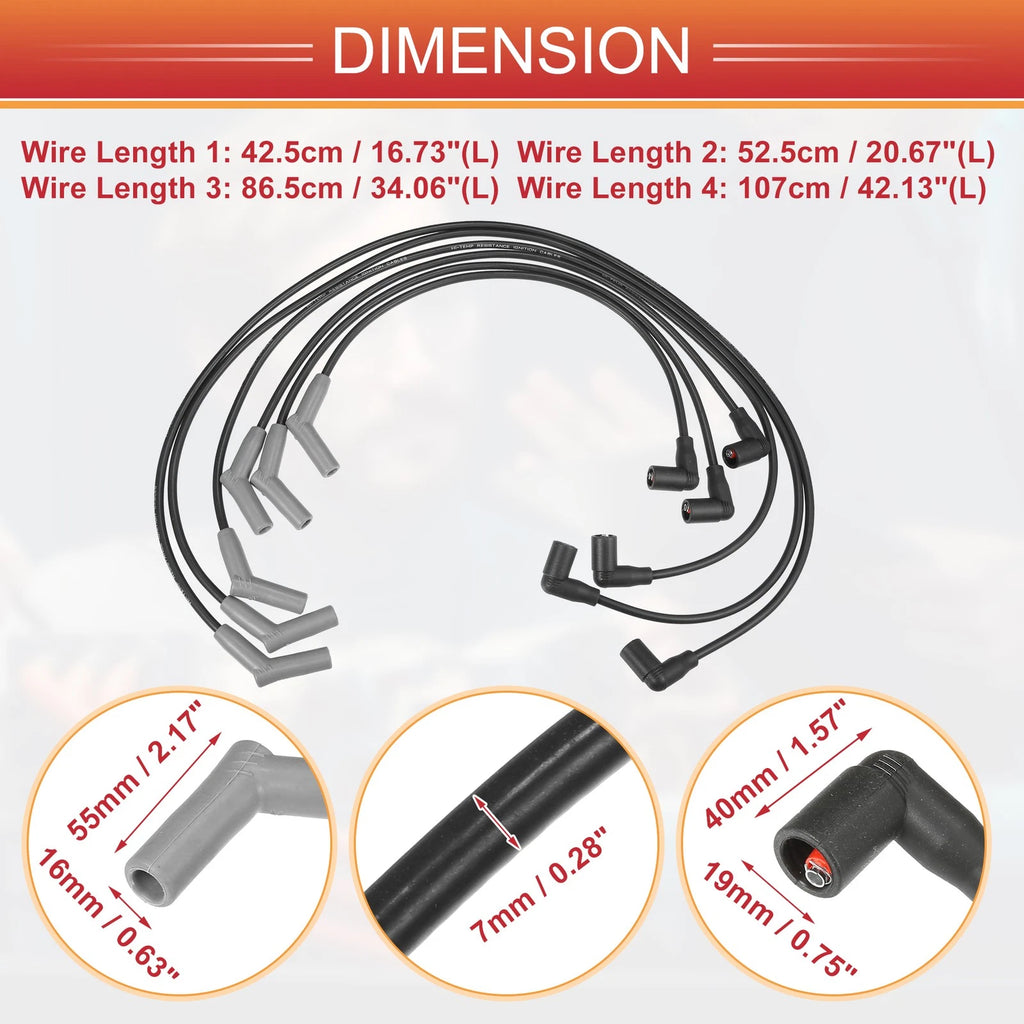 6X Spark Plug Wire Ignition Coil Cable No.3L3Z12259AB for Ford F-150 (2005–2008)