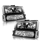 Black Headlights Bumper Lamps for Chevy Silverado Avalanche (2003–2006)