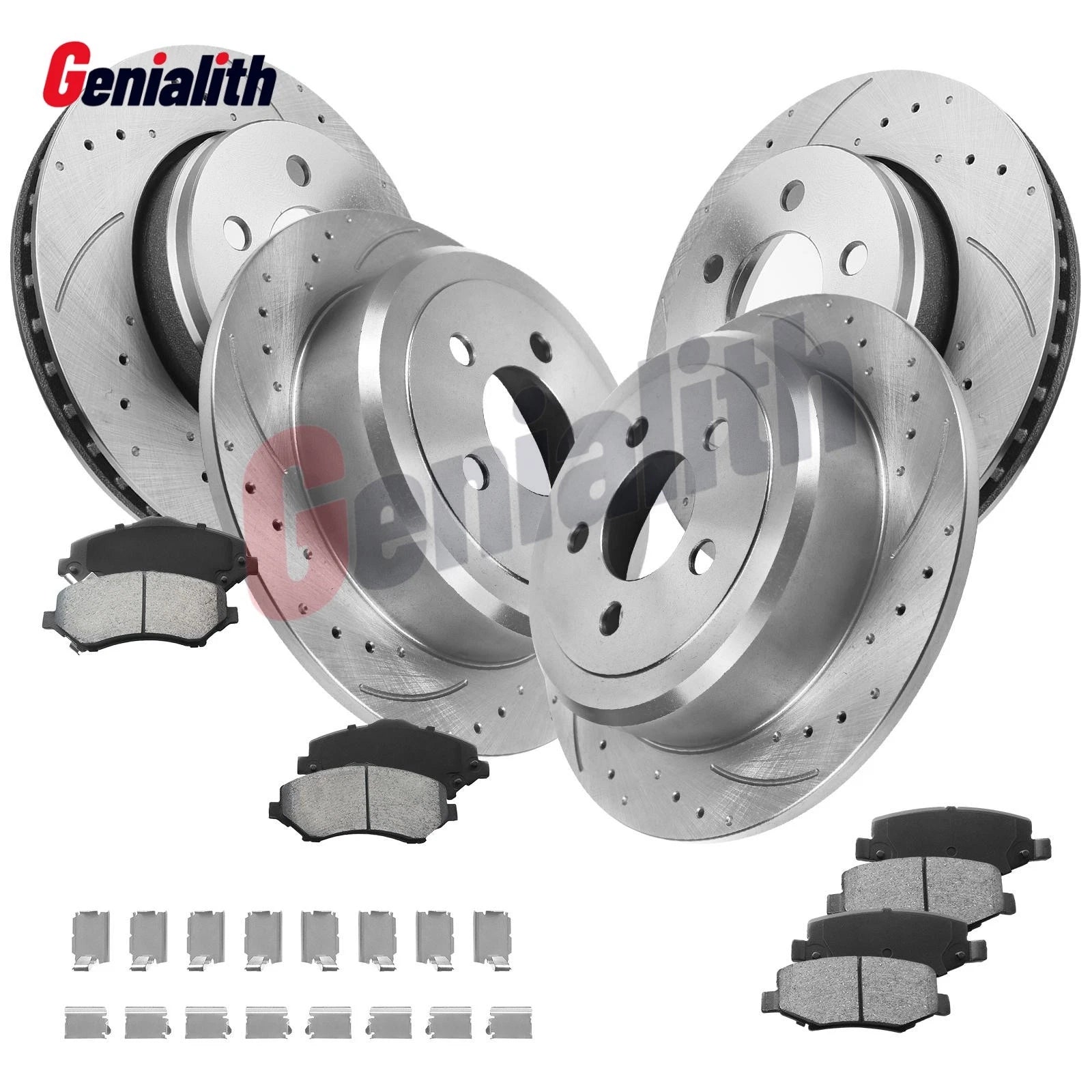 Front Rear Rotors Ceramic Brake Pad + Caliper for Dodge Nitro Jeep Liberty (2007–2012)
