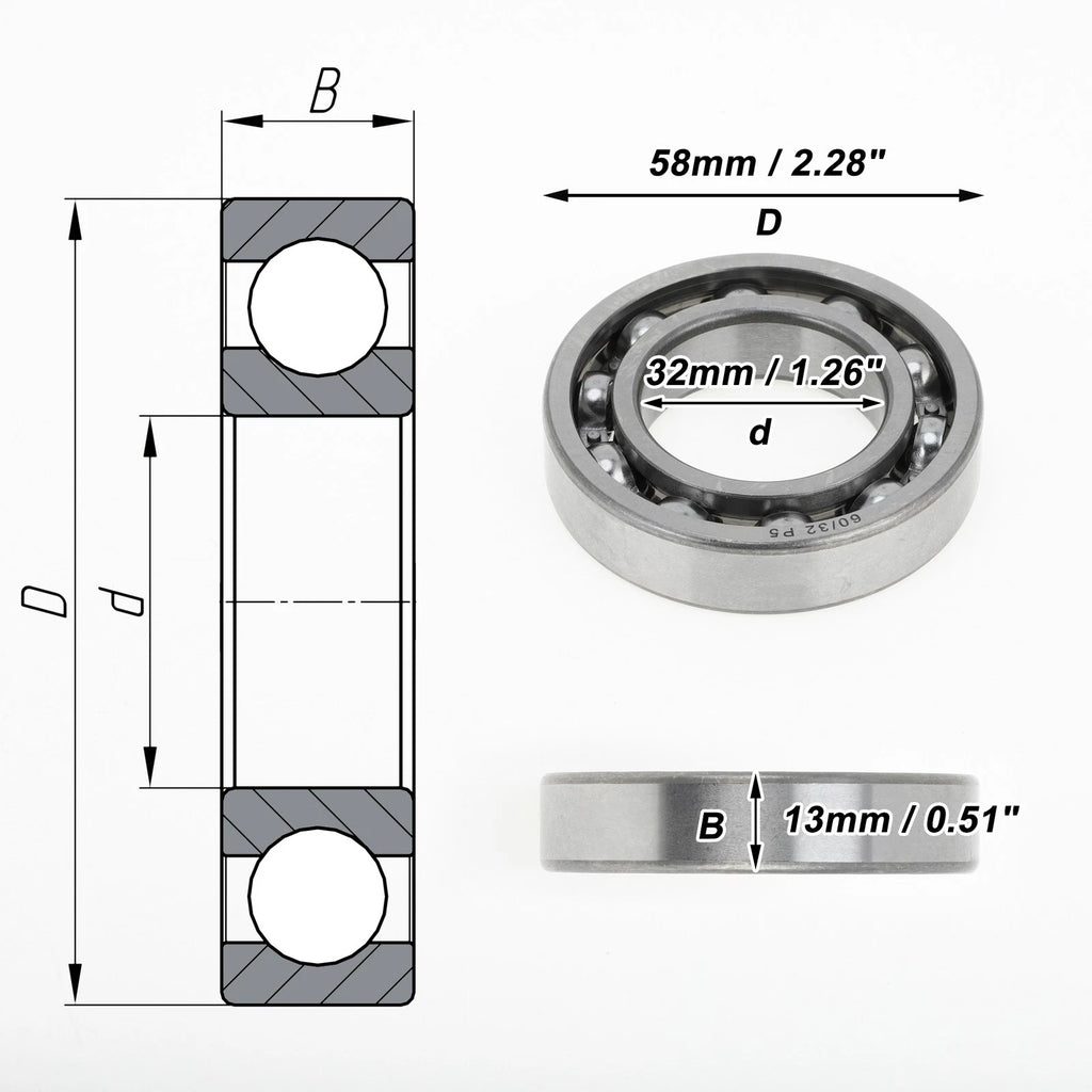 Deep Groove Ball Bearing for Scooter Skateboard Wheel (32x58x13mm)