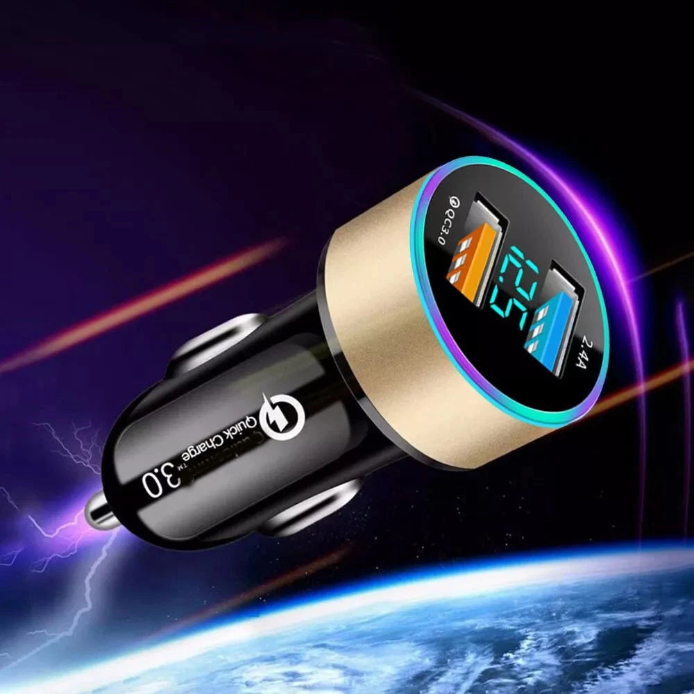 1Pc Dual USB QC3.0 Car Charger Adapter for Universal Vehicles (2010–2023)