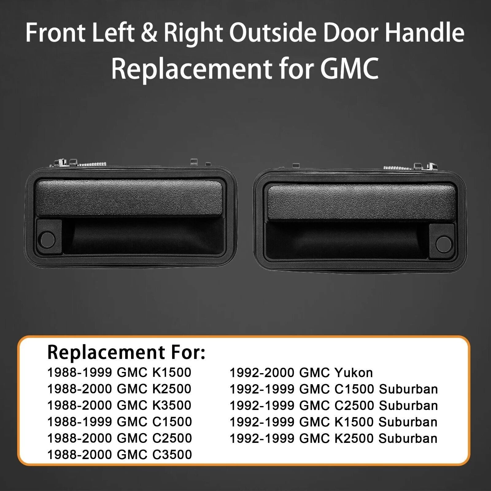 Set of 2 Metal Exterior Door Handles for GMC C/K 1500 2500 3500 Suburban Yukon (1988–2001)