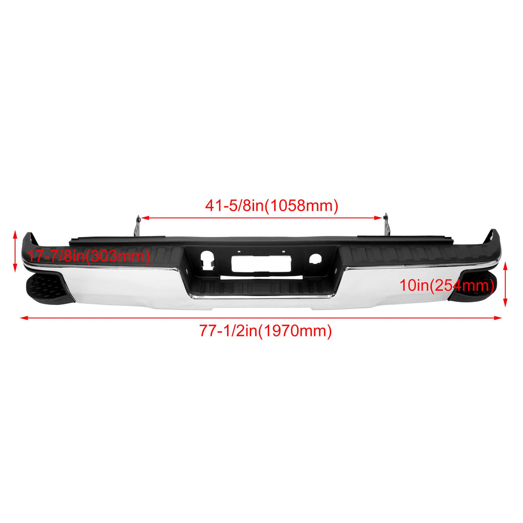 Chrome Rear Step Bumper Assembly for Chevy Silverado GMC Sierra 1500 (2014–2018)