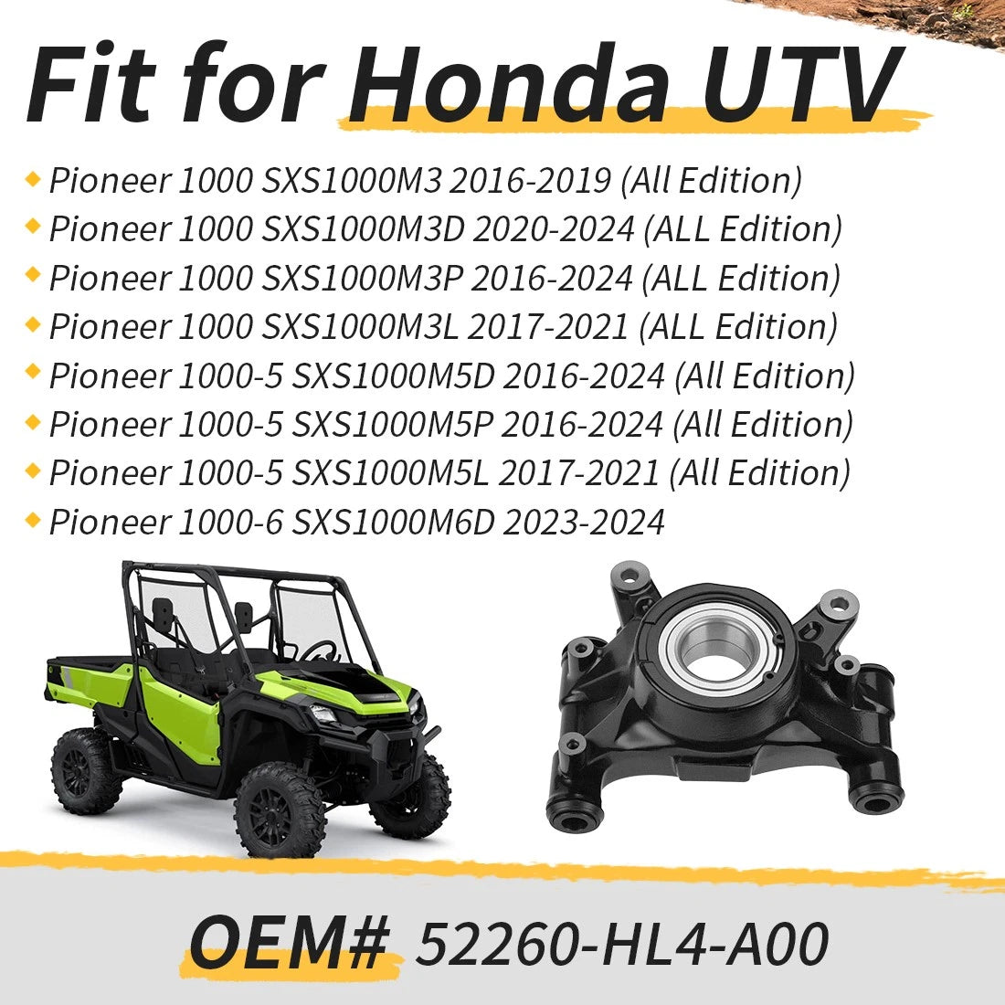 Left Rear Knuckle Set for Honda Pioneer 1000-5 (2016–2024) 52260-HL4-A00