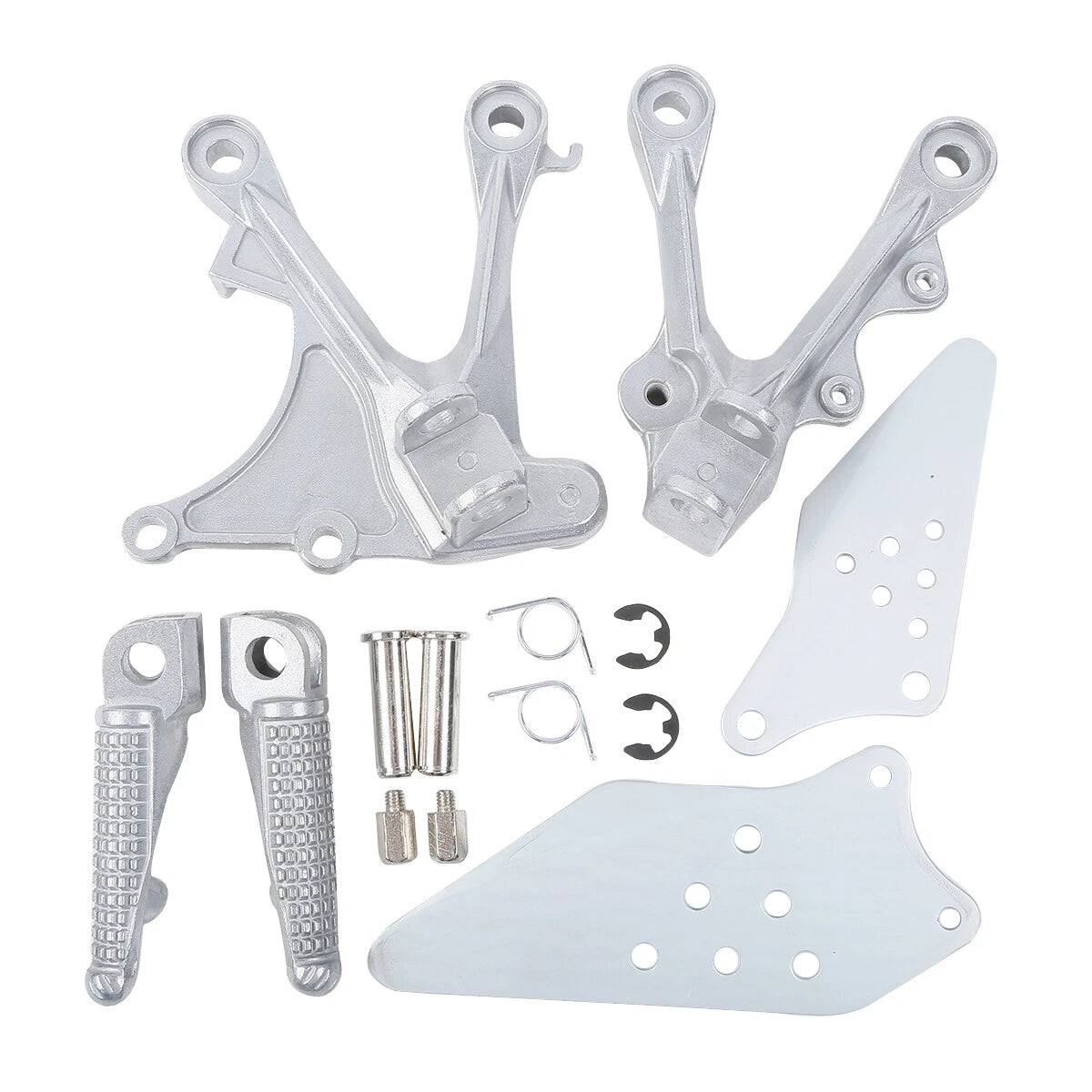 Silver Front Footrest Pegs Brackets for Kawasaki ZX6R ZX636 (2005–2008)