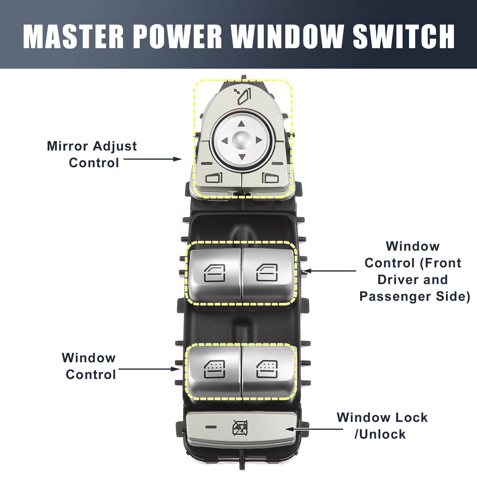 Power Window Switch A2229052004 for Mercedes-Benz W222 S-Class (2013–2017)