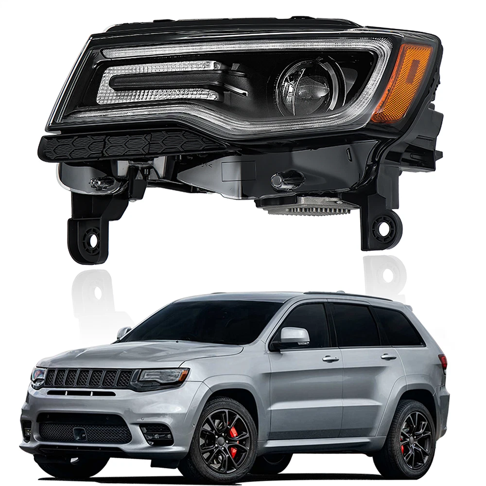 Pair HID Xenon Headlights for Jeep Grand Cherokee (2014–2016) Black