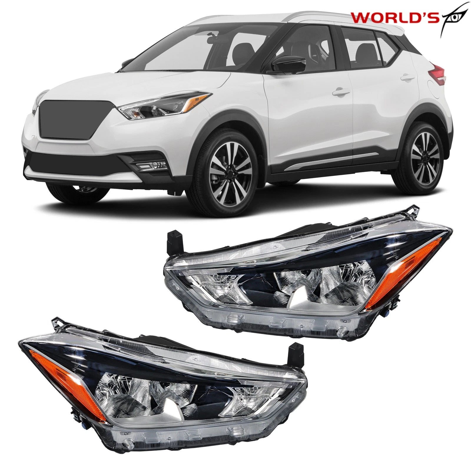 Set of 2 Halogen Headlights for Nissan Kicks (2018–2020)