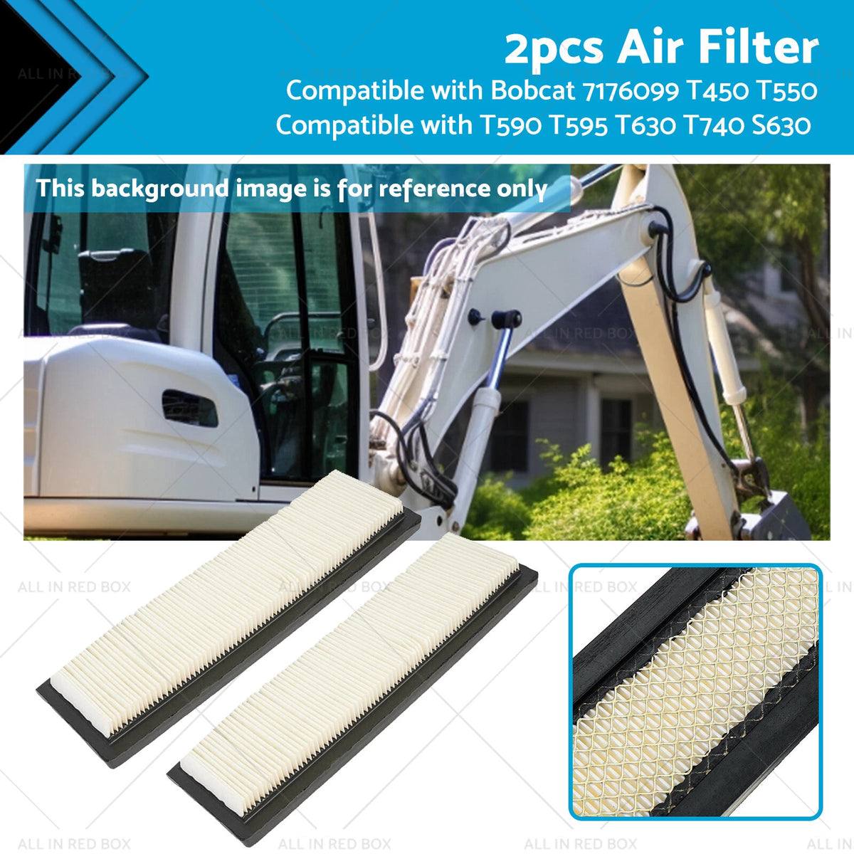 2X Air Filter for Bobcat S630 S650 T450 T550 T590 T595 T630 T740 (2010–2023)