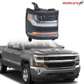 Headlight for Chevy Silverado 1500 (2016–2018) HID/Xenon LED Black Right