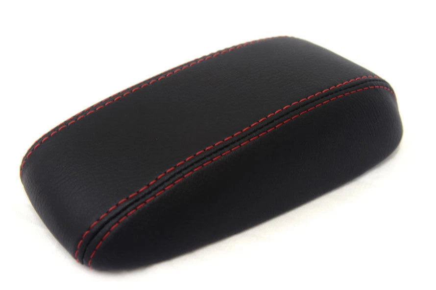 Leather Synthetic Console Armrest Cover for Mazda Protege (1995–1998) Red Stitch