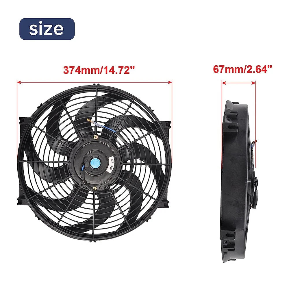 Electric Radiator Cooling Fan Push Pull Kit for 14" Universal (-)