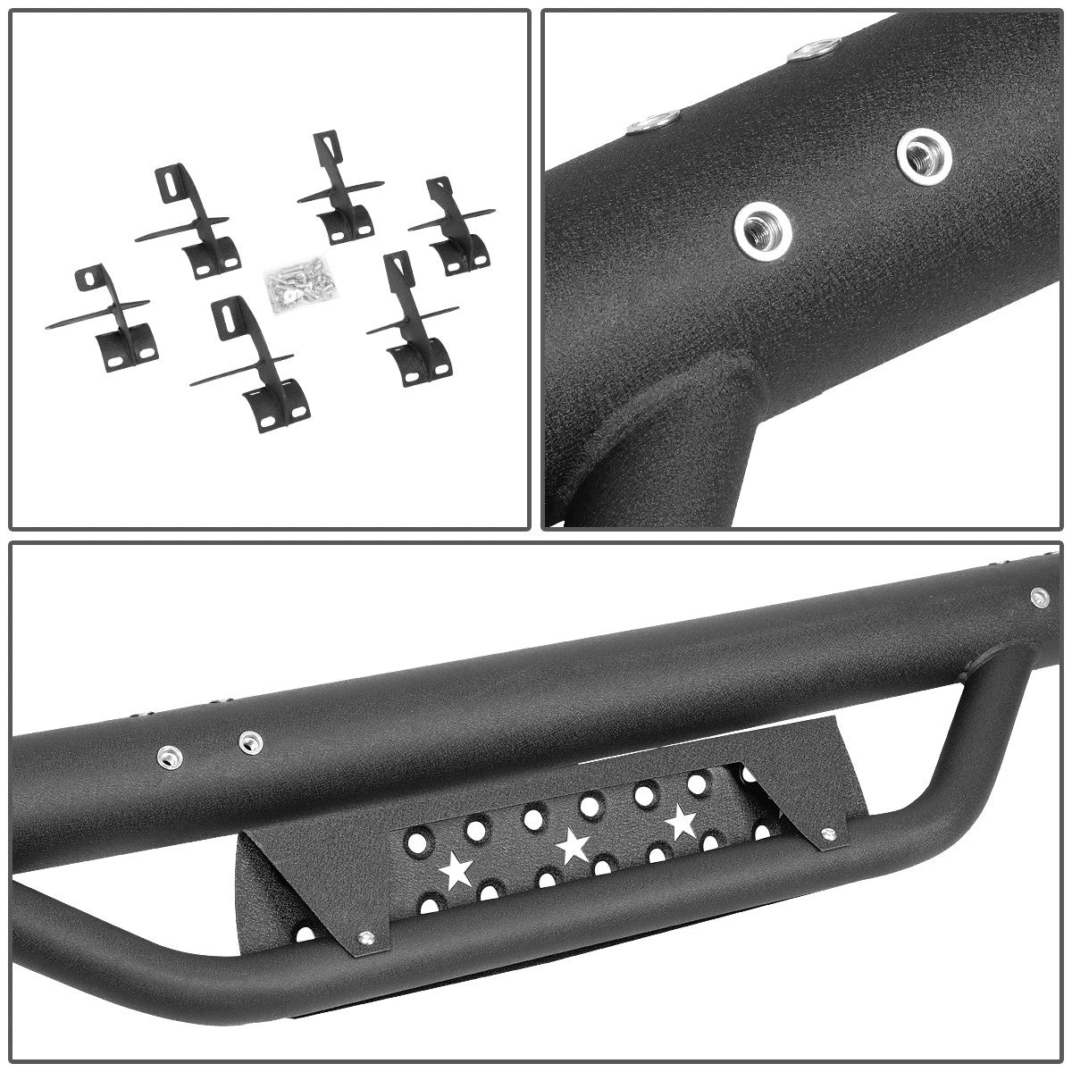 3" Steel Round Tube Step Nerf Bar Running Boards for Wrangler JL (2018–2021)