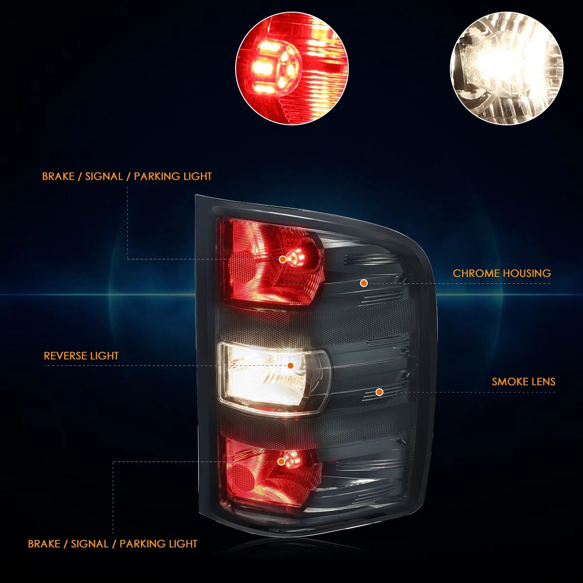 LED Tail Brake Stop Lights for Silverado/Sierra (2007–2014) - Black Housing Smoked Lens