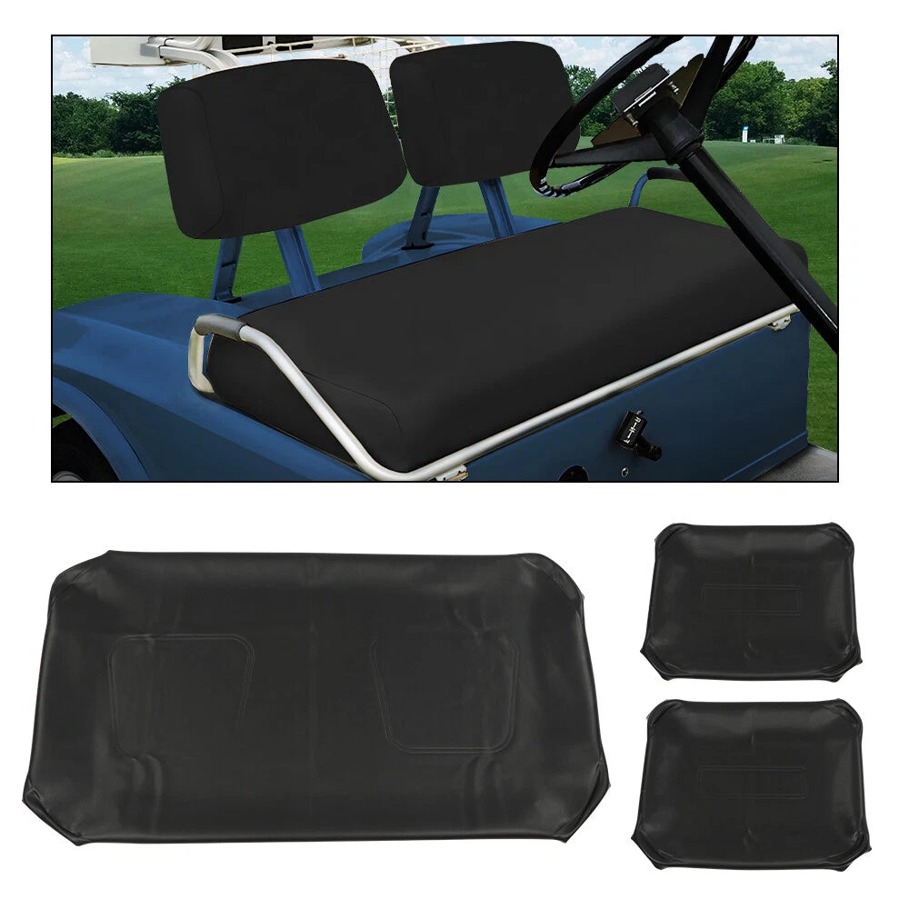 Set of 3 Black PU Seat Covers for Club Car DS Golf Cart (1982–2000)
