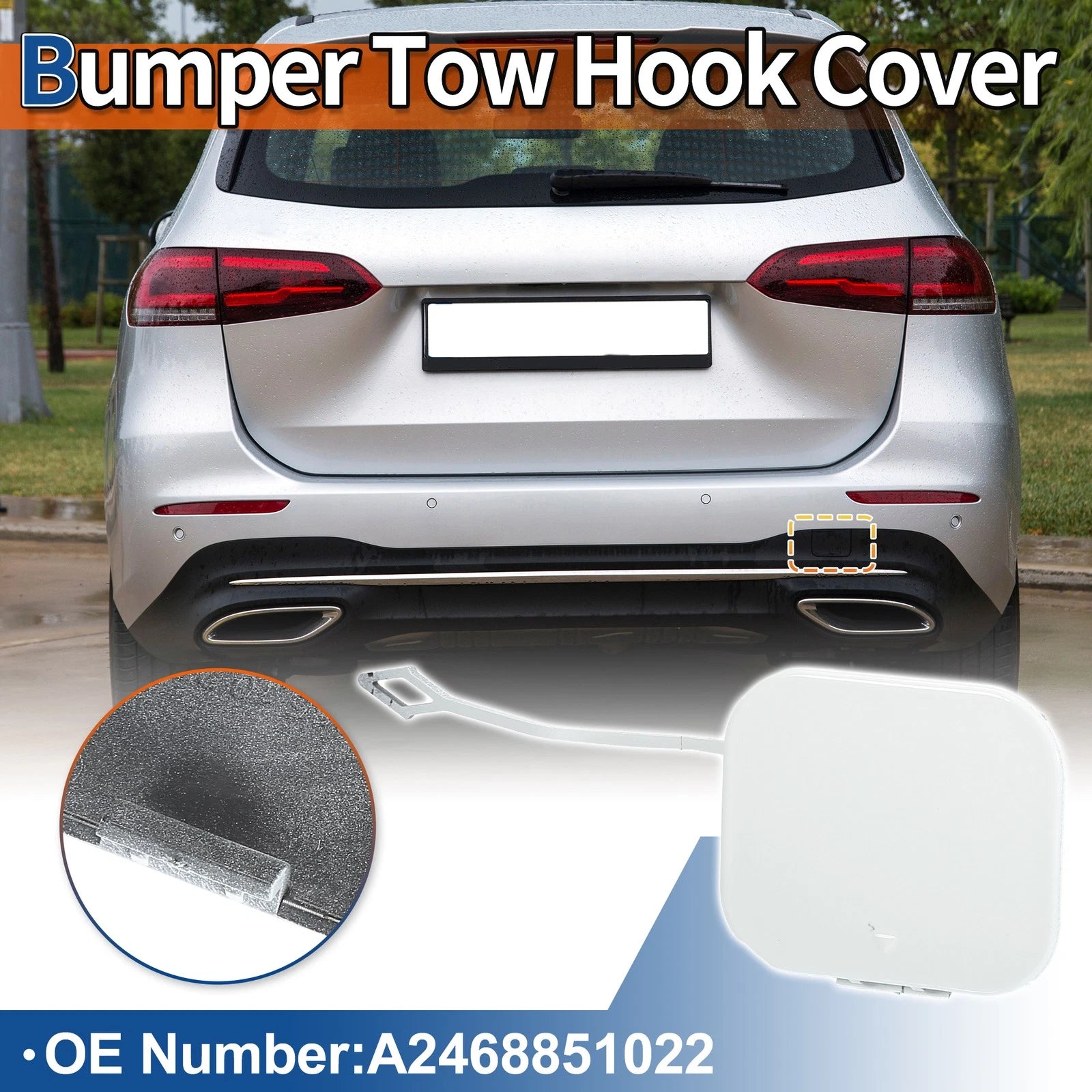 Rear Tow Hook Cover for Mercedes-Benz B-Class (2012–2019) No.A2468851022 White
