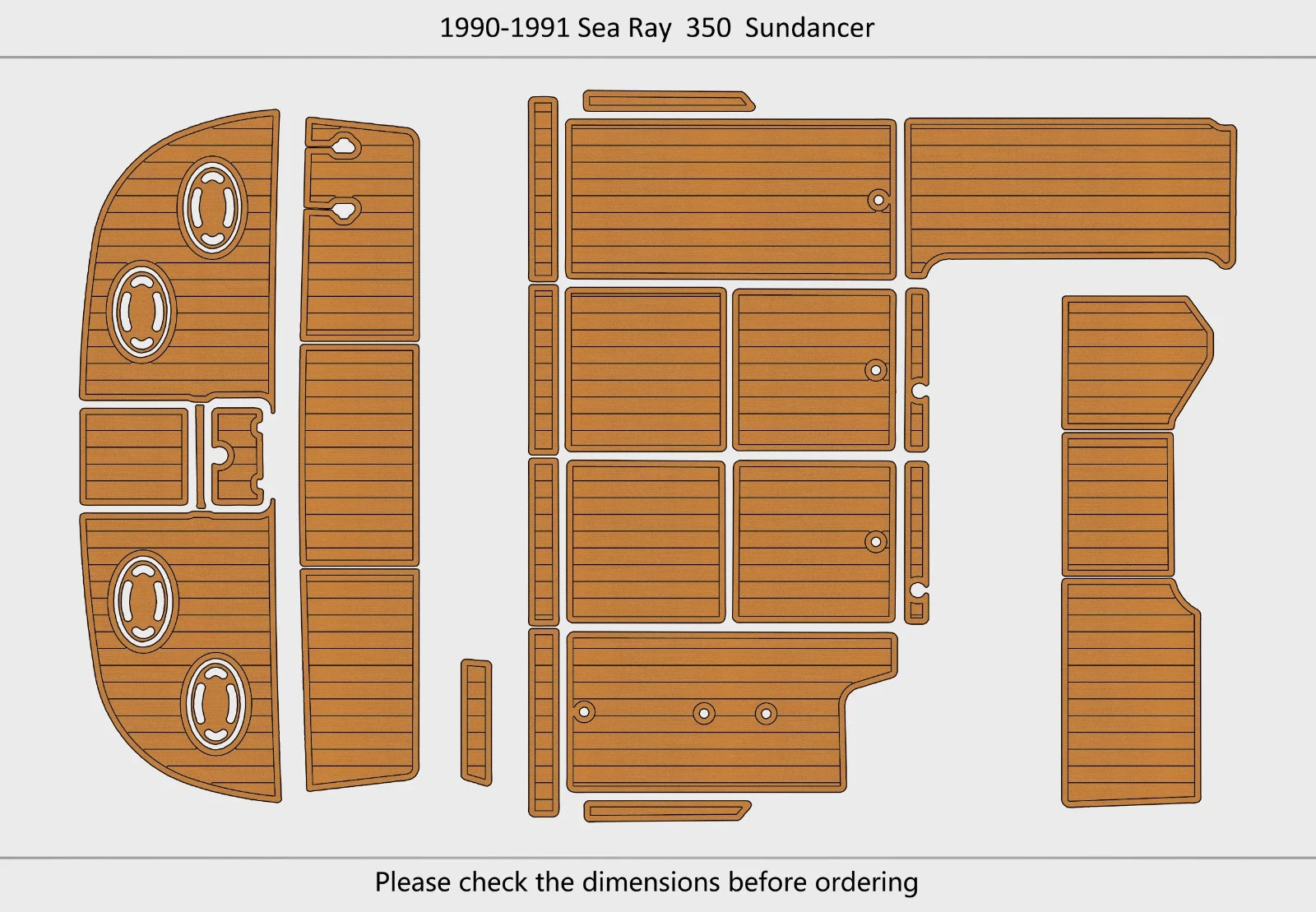 EVA Pad Foam Teak Deck Flooring for Sea Ray 350 Sundancer (1990)