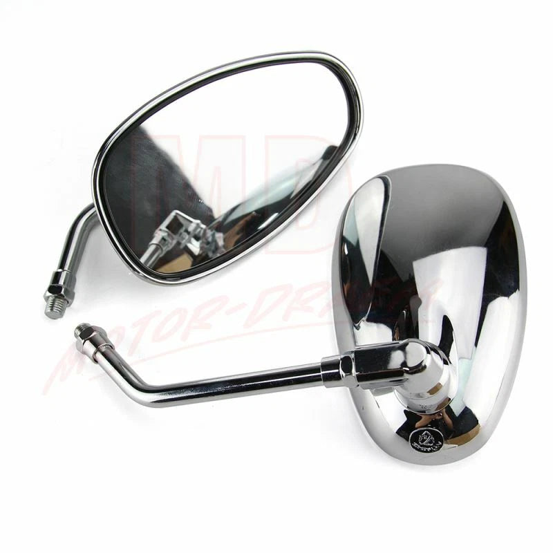 2X Chrome Teardrop Rearview Mirrors for Harley Motorcycle (Cruiser/Chopper)