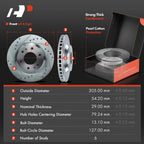 Set of 4 Drilled Brake Rotors & Ceramic Pads for Chevy GMC