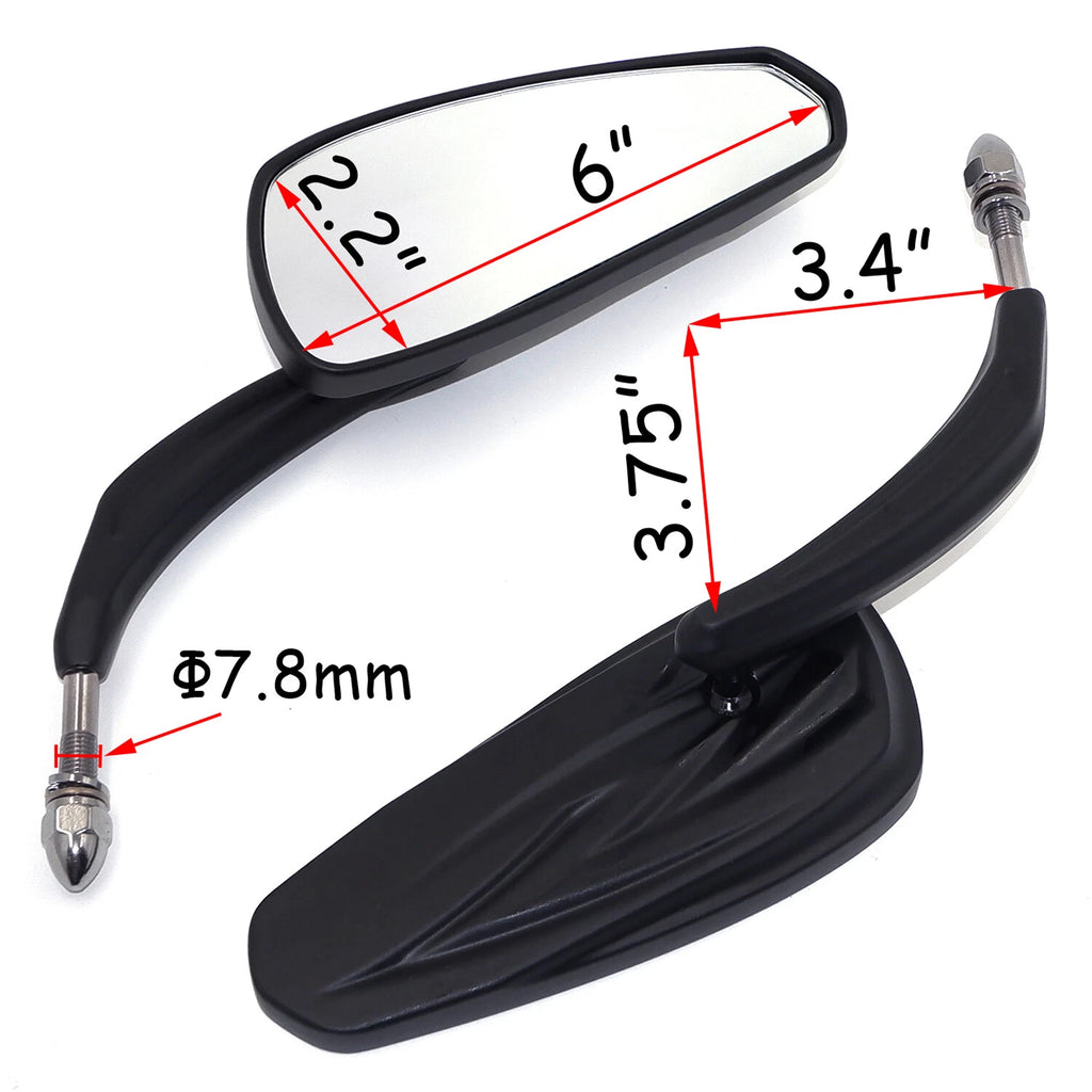 8mm Black Rear View Side Mirrors for Harley Touring Road Glide Electra