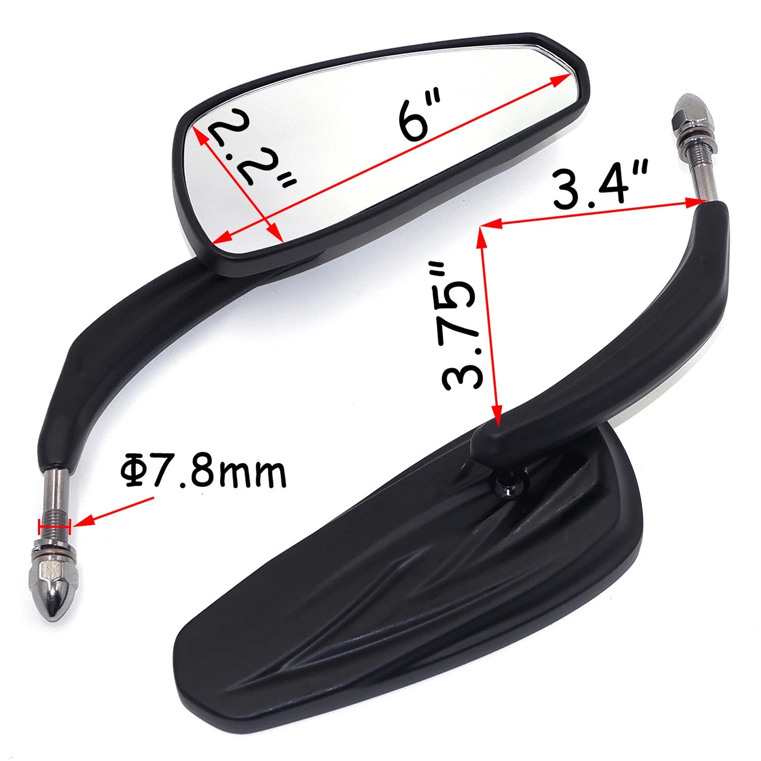 8mm Black Rear View Side Mirrors for Harley Touring Road Glide Electra