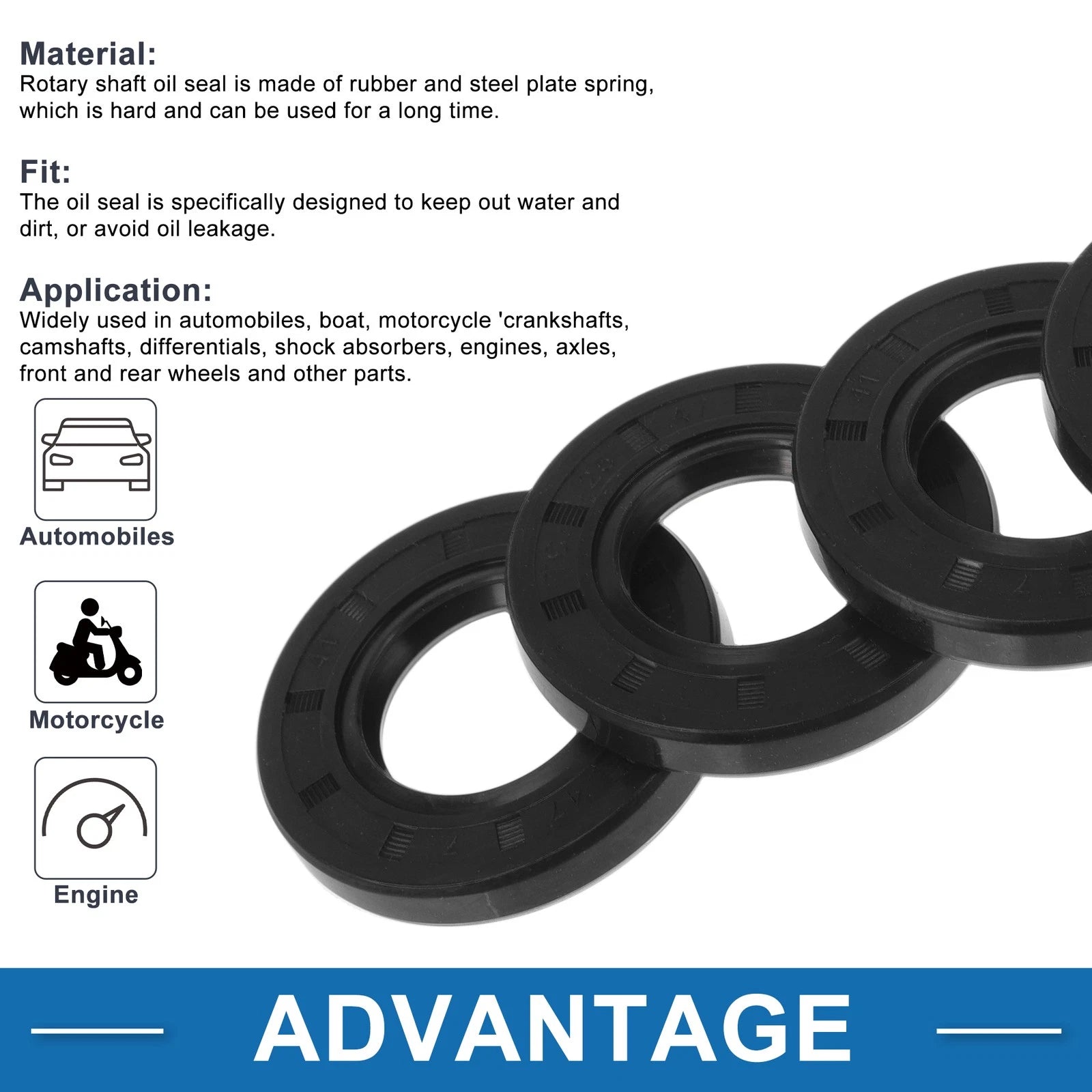 Set of 5 Oil Seal Rotary Shaft Seal for Various Models (25x47x7mm)
