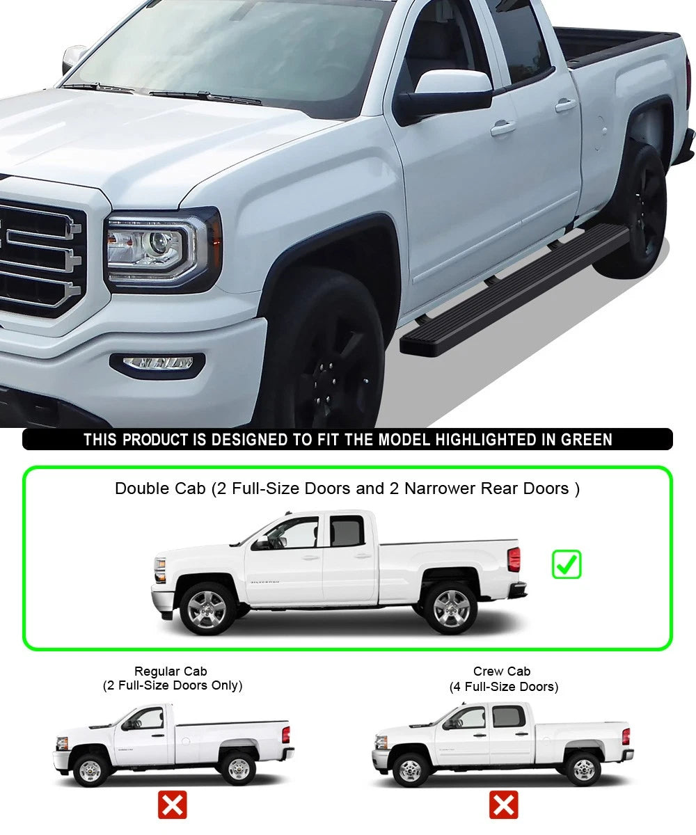 5" Running Boards for Chevrolet Silverado/Sierra Double Cab (2007-2018)