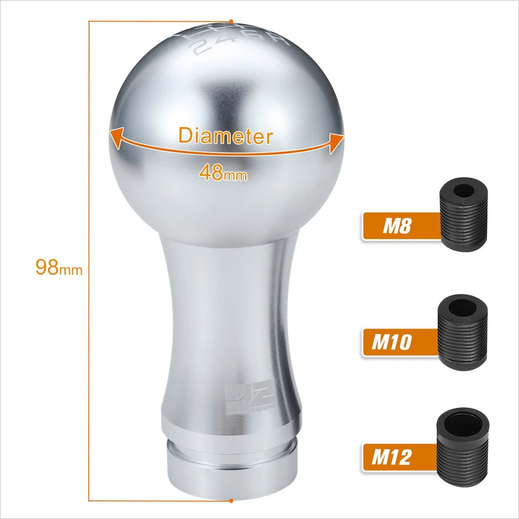 2-Piece Ball Teardrop Shift Knob for 6-Speed MT (M8 M10 M12) Silver