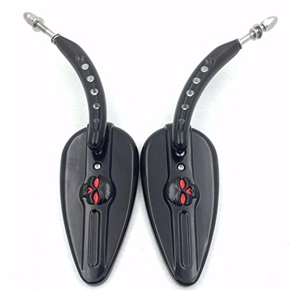 Black Skull Side Mirrors for Harley Dyna Super Glide (2006–2017)