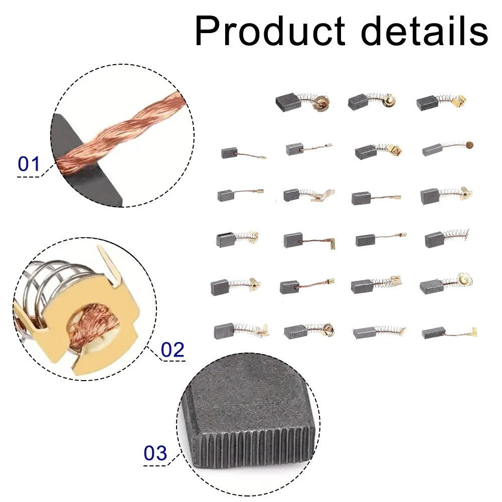 Set of 46 Carbon Brushes for Electric Tools and Equipment