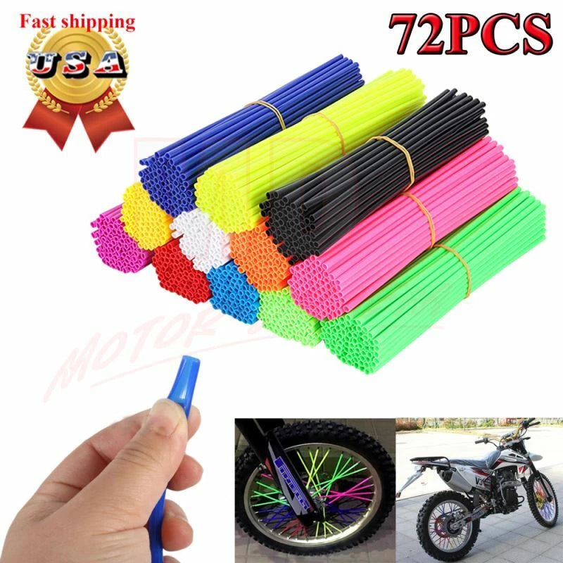 72PCS Spoke Skins Covers for Motorcycle Wheel Rim Guard Protector