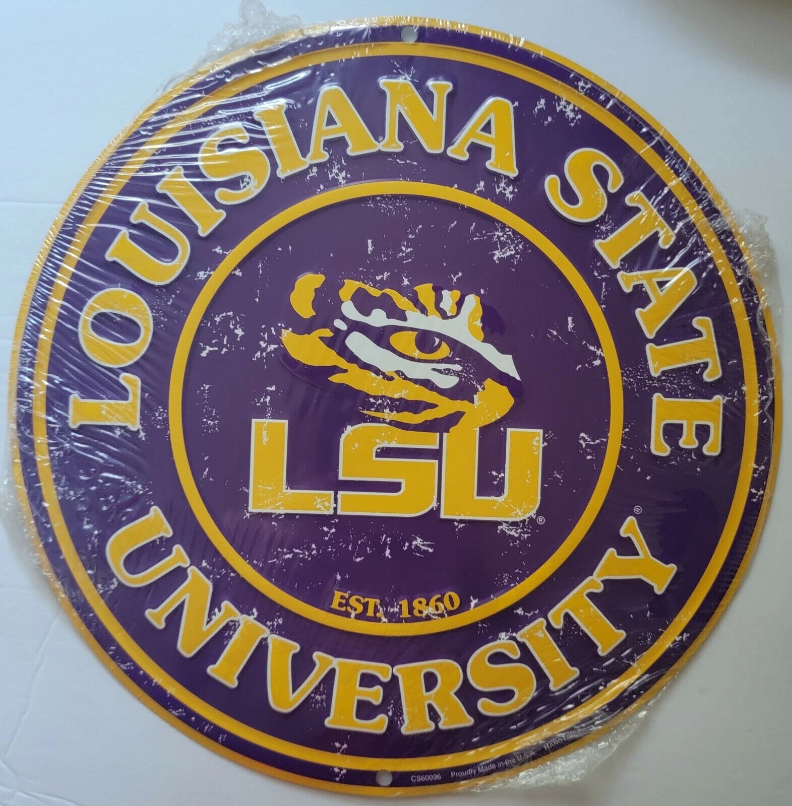 LSU Tigers Embossed Metal Round Circle Sign for Home Decor (2023)