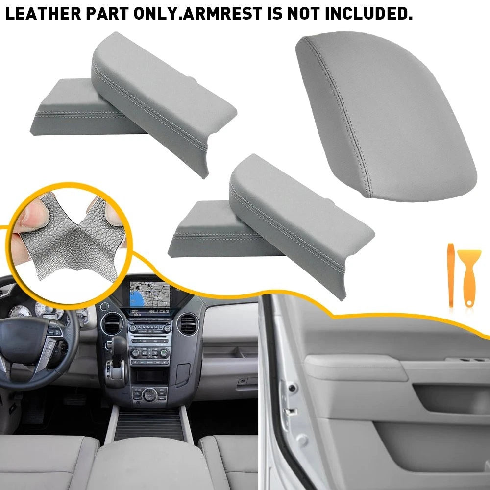 Set of 5X Center Lid Console & Front Rear Door Armrest Covers for Honda Pilot (2009–2015)
