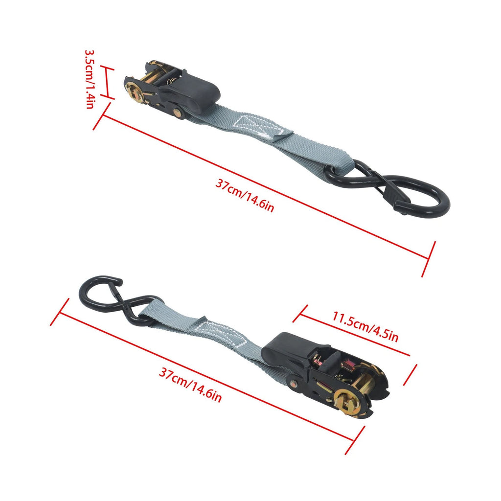 Set of 4 Ratchet Straps for Secure Cargo Tie-Down (2200lb Strength)