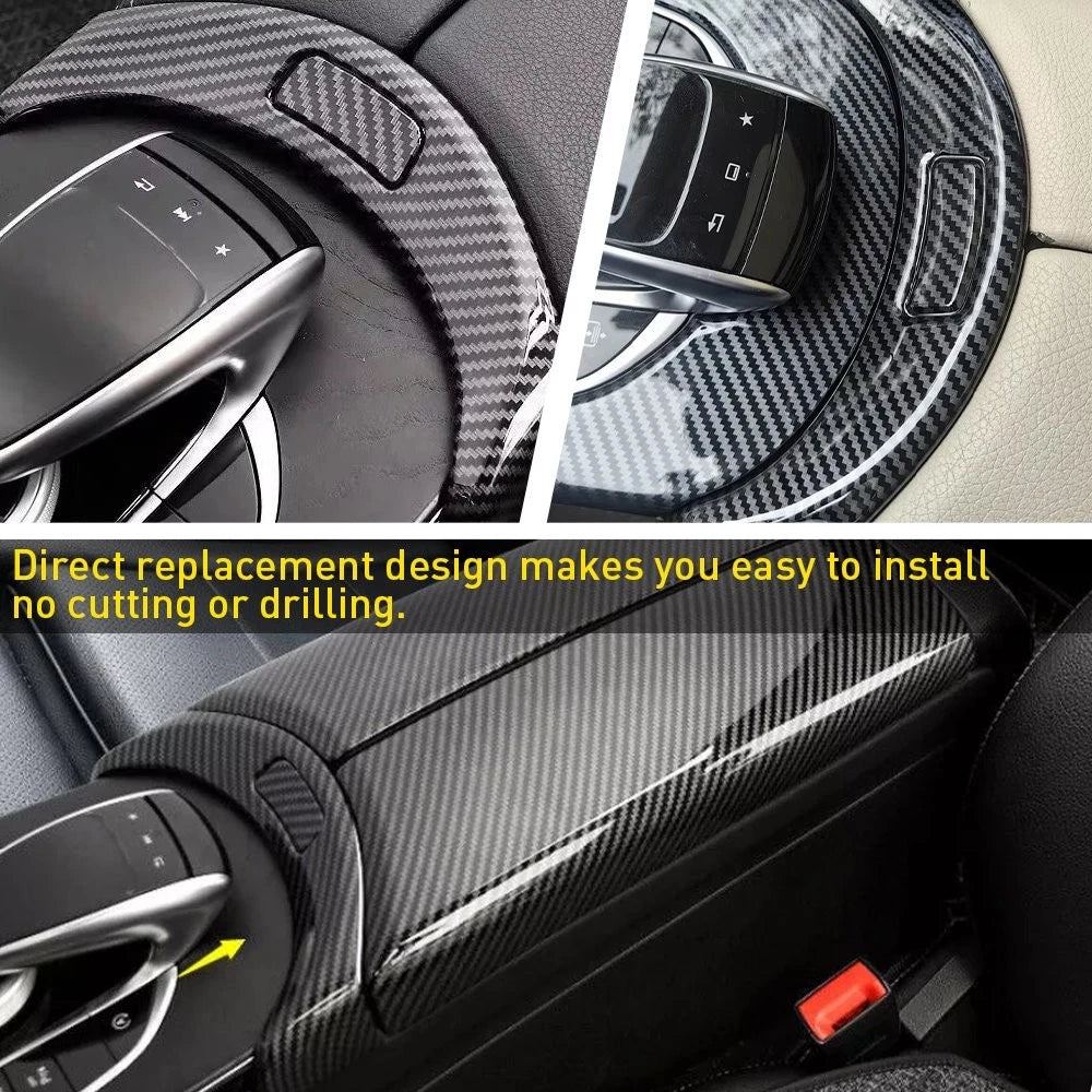 Carbon Fiber Console Armrest Button Trim for Mercedes Benz C350e (2015–2020)