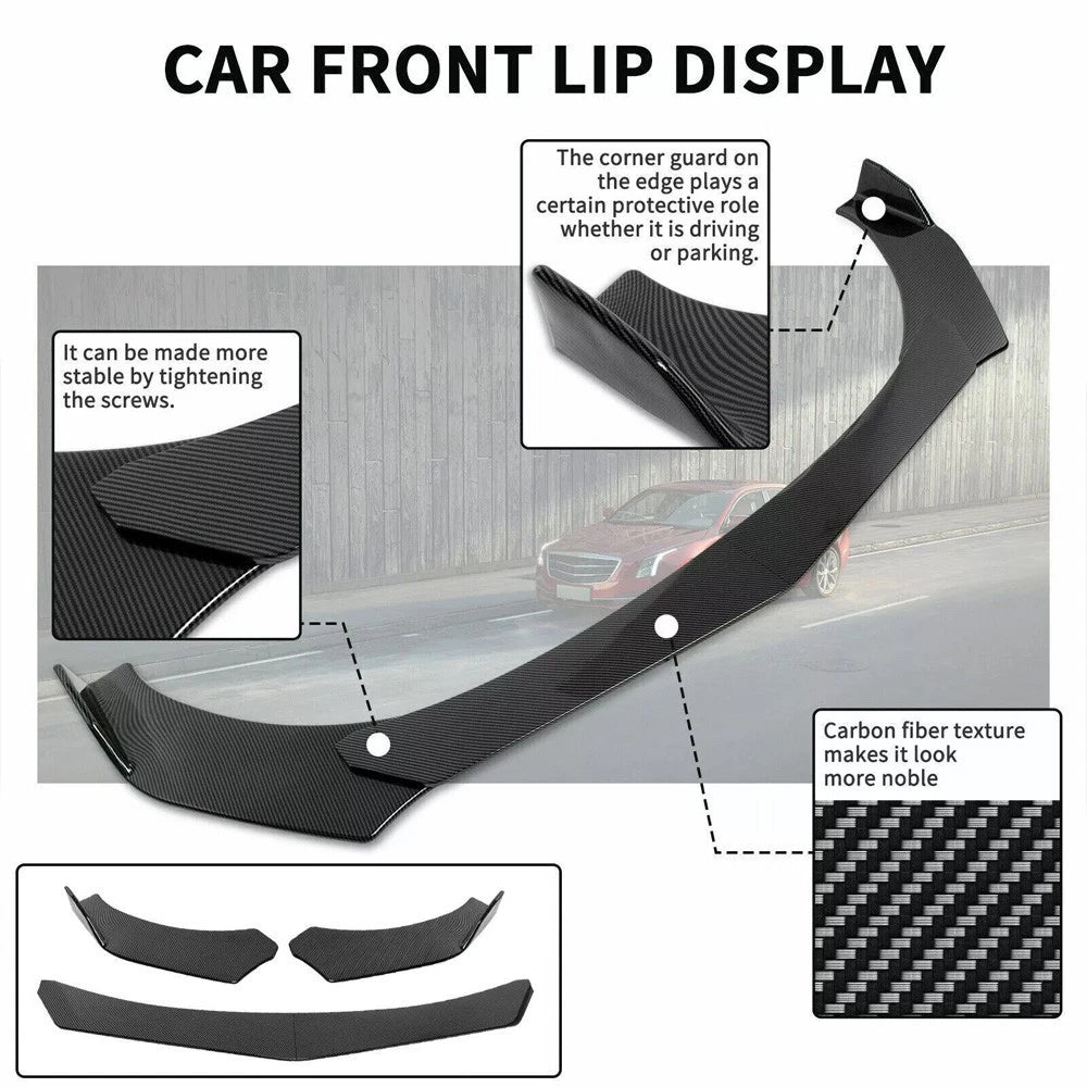 Front Bumper Lip Splitter Spoiler + Strut Rods for Infiniti G37 (2008–2013)