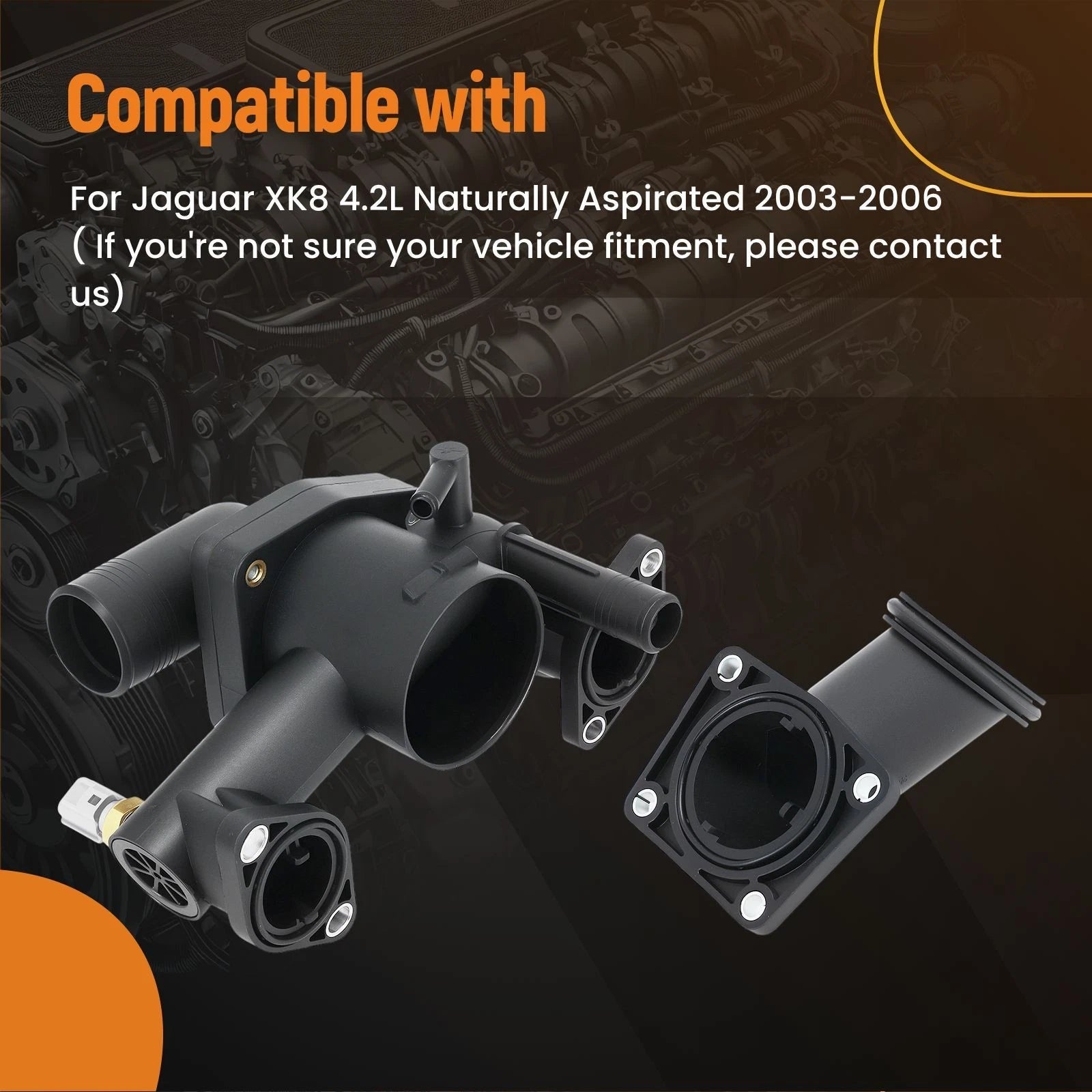 Engine Thermostat for Jaguar XK8 4.2L (2003–2006) AJ89486 Plastic Housing