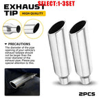 2.5" Universal Fit Stainless Steel Exhaust Tip 4" Outlet 17" Long Silver