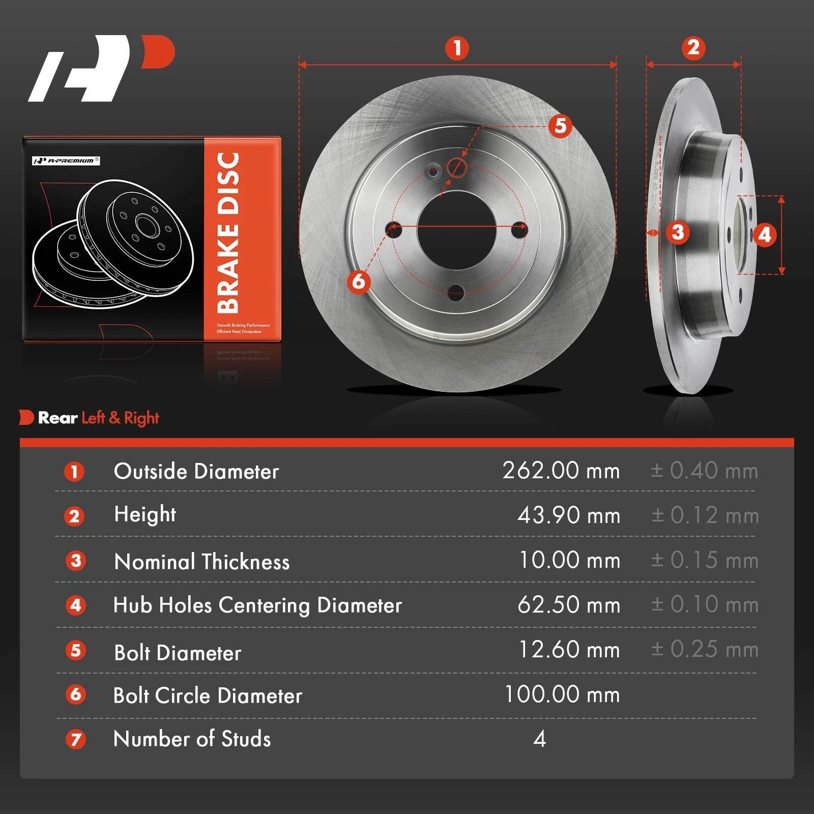 Disc Brake Rotors Rear for Dodge Attitude (2013–2014) Hyundai Accent (2012–2021)