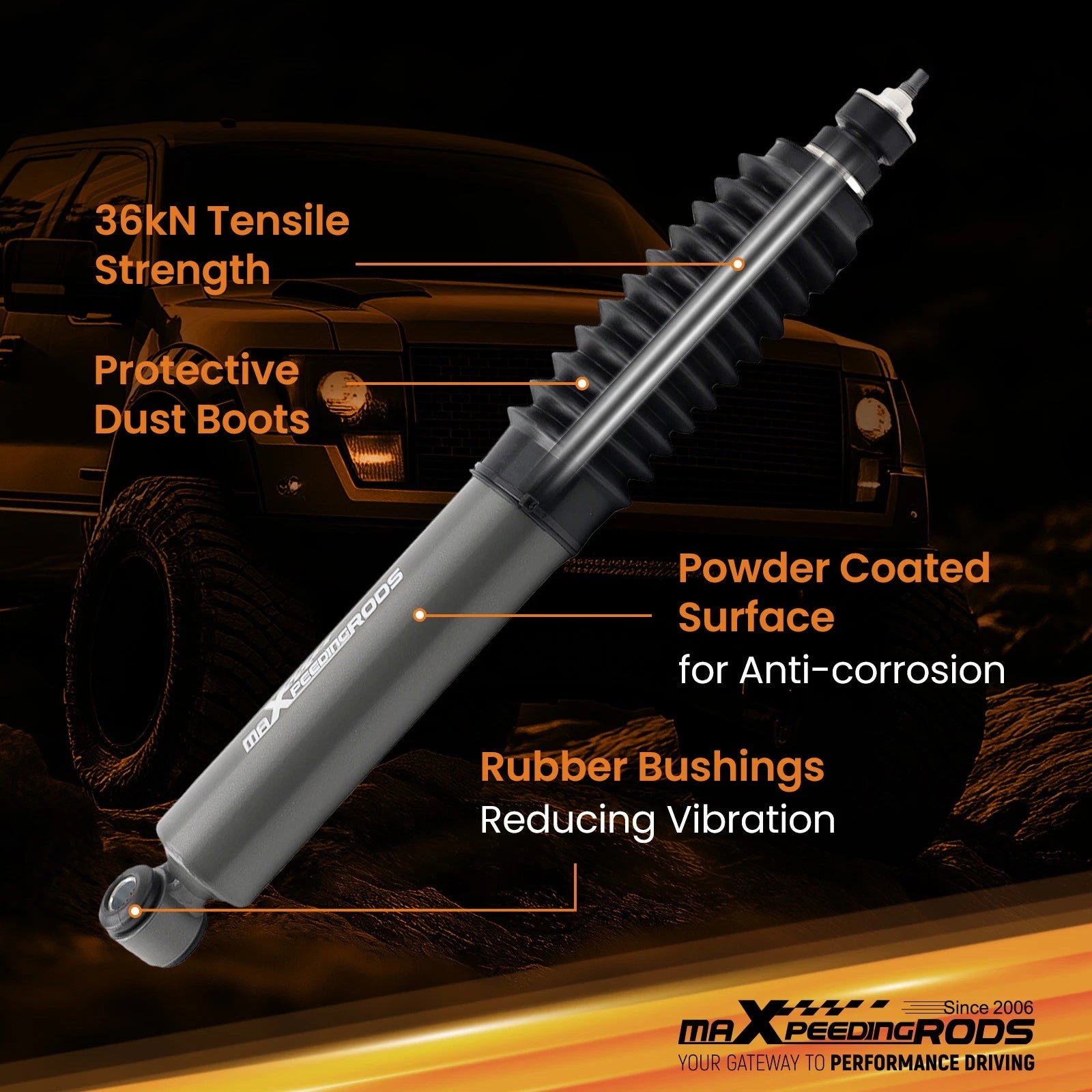 Front Gas Shock Absorber for Ford F-150 (1980–1996) 4WD 0-2.5" Lift