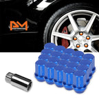 20Pc M12X1.25 Blue JDM Closed End Acorn Hex Wheel Lug Nuts + Extension 25mmx35mm