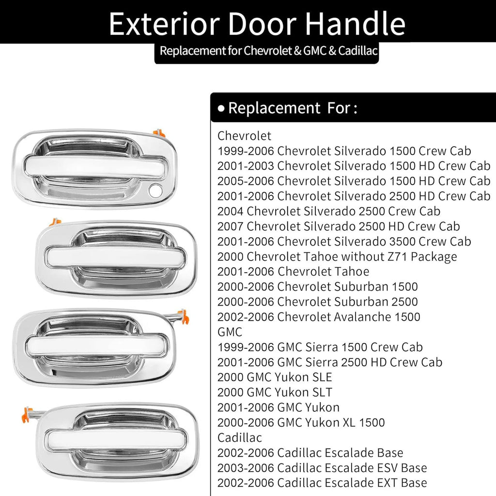 4X Exterior Door Handle for Chevy Silverado GMC Sierra Cadillac (1999–2007) 15182406