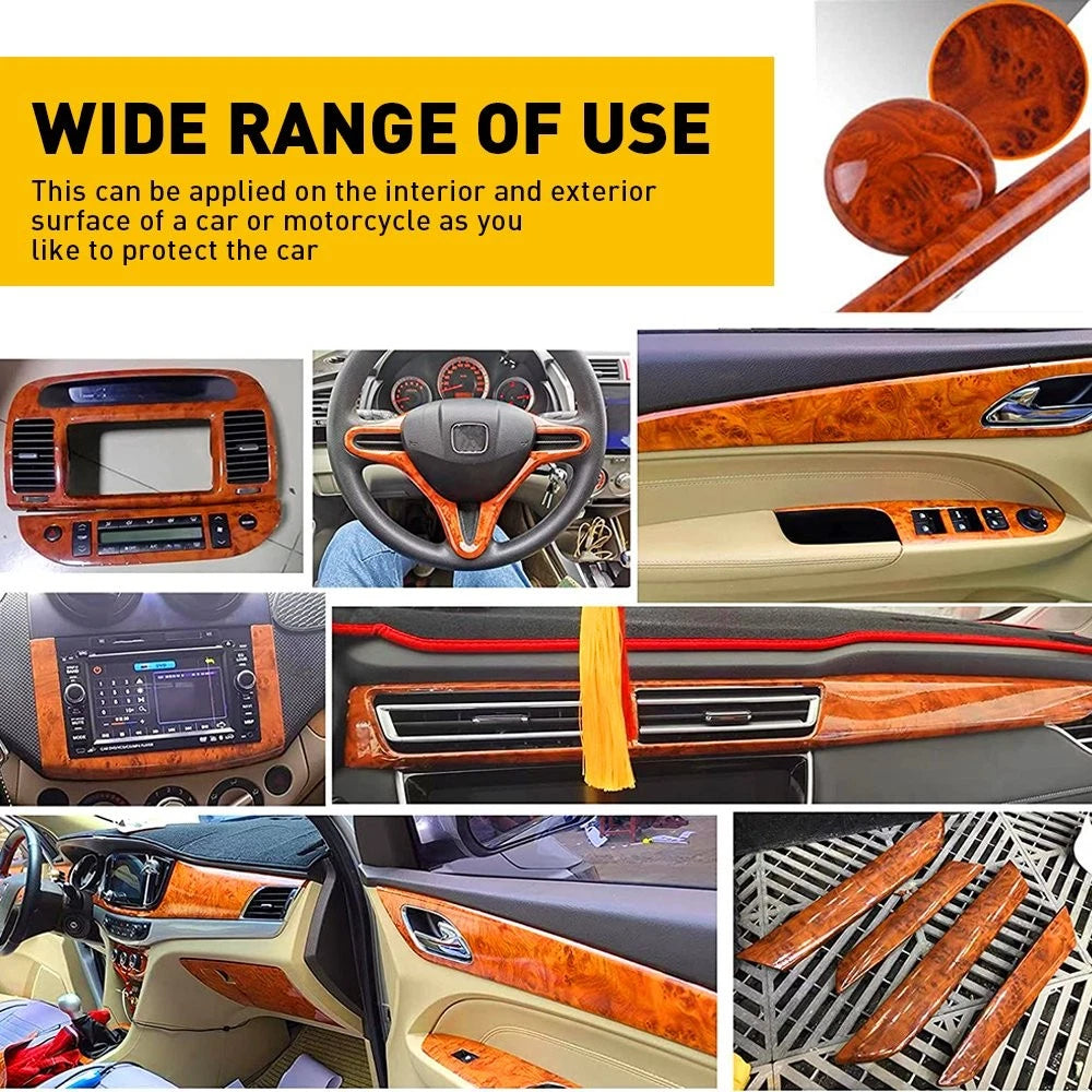 Set of 2 Wood Grain Vinyl Wraps for Car Interior