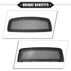 Front Grille Assembly with Rivet for Dodge Ram 1500 (2011–2012) Matte Black