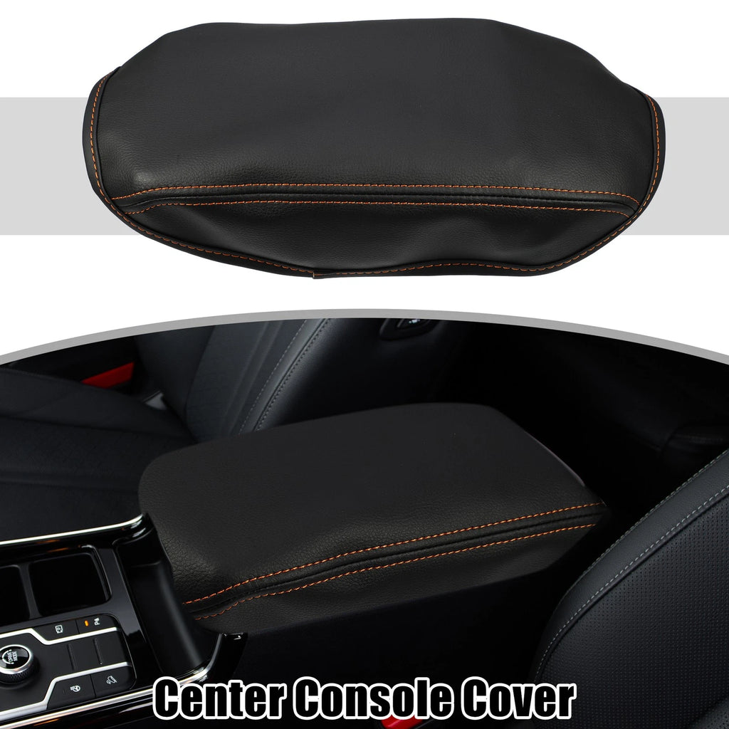 Center Console Cover Pad for Subaru Forester (2019–2023) Black Orange Stitches