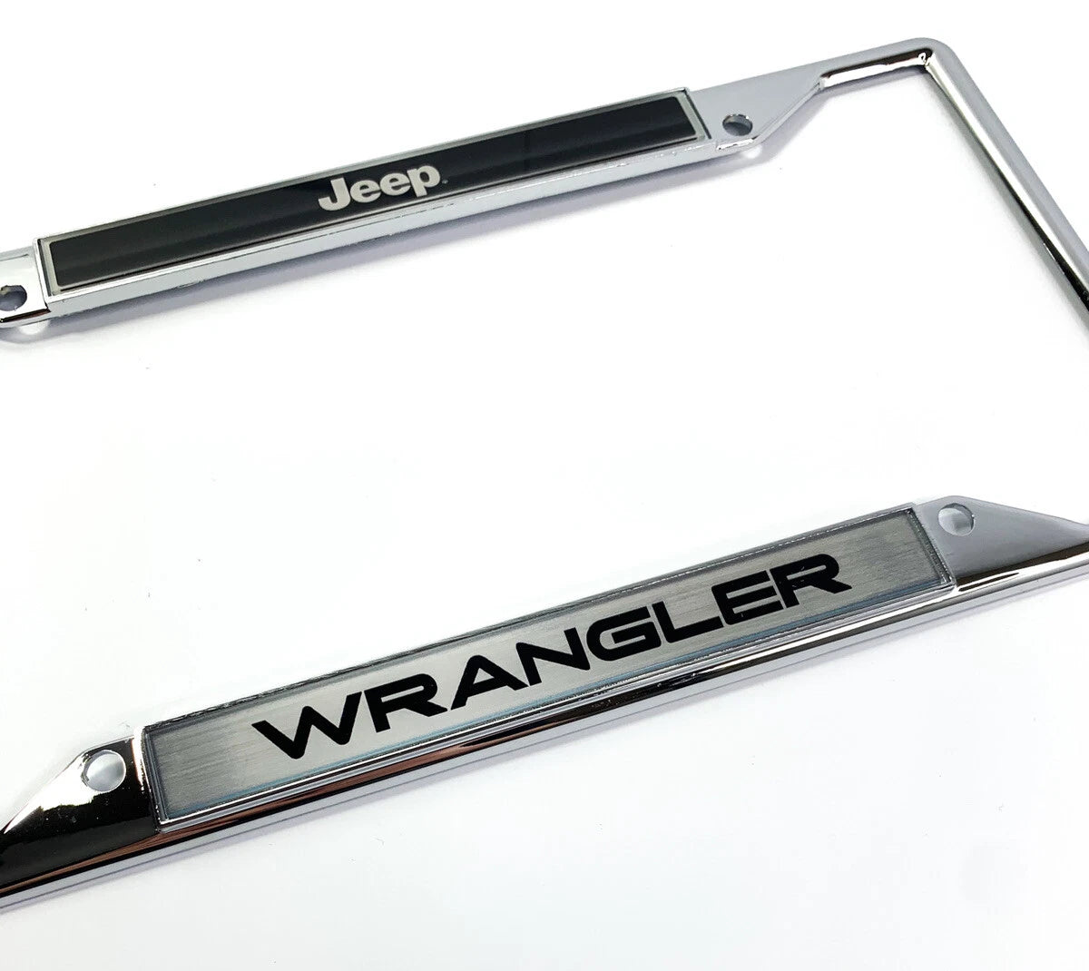 License Plate Frame Chrome w Script Logo for Jeep Wrangler (2007–2018)