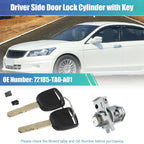 Front Left Door Lock Cylinder with 2 Keys for Honda Accord (2008-2013)